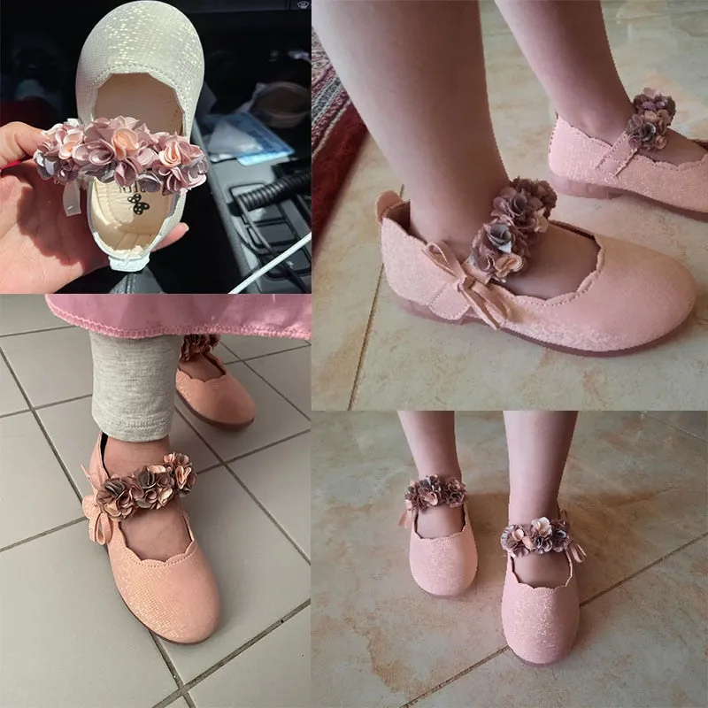Kids Girls Flats Lace Flower Princess Party Shoes