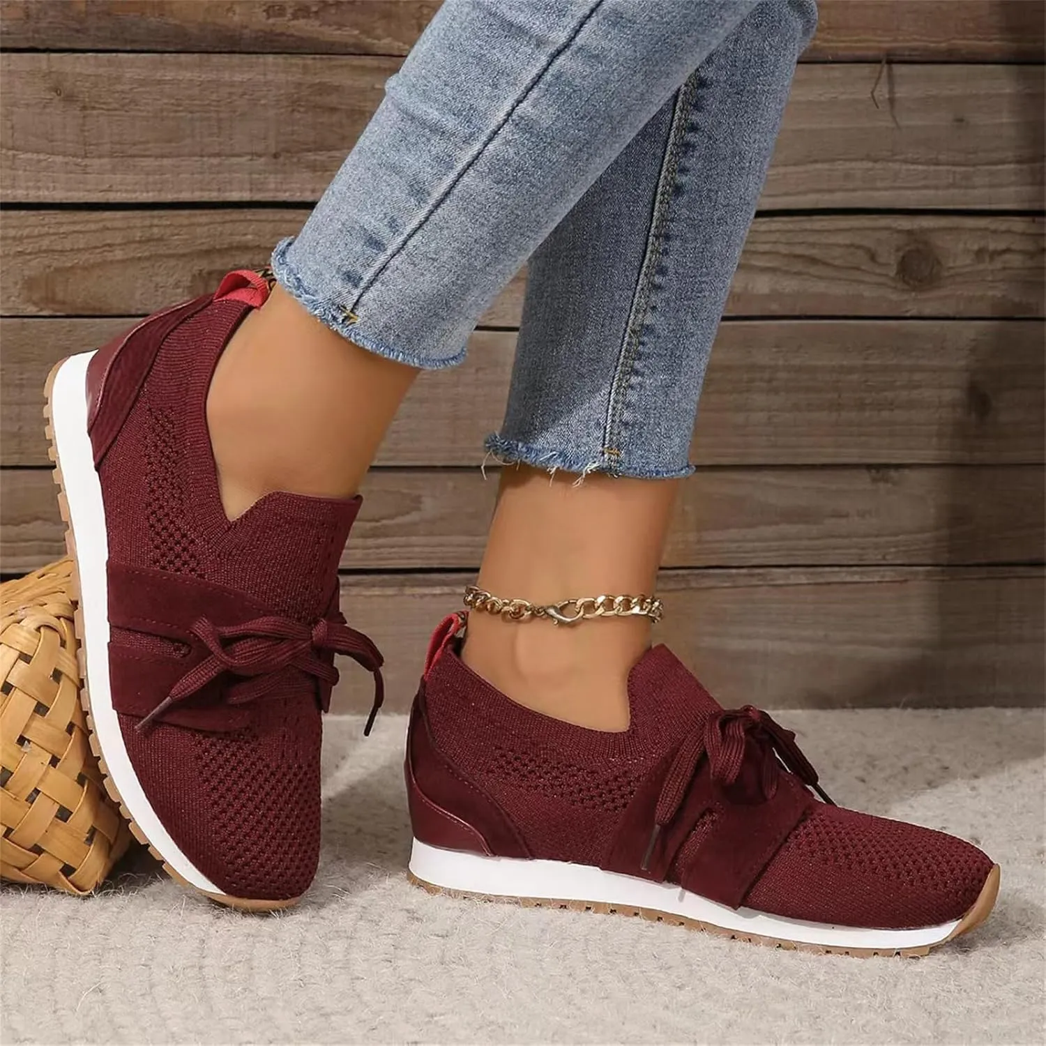 Ladmiple Running Shoes For Women Slip On Lightweight Tennis Shoes Non Slip Gym Workout Fashion Breathable Walking Sneakers