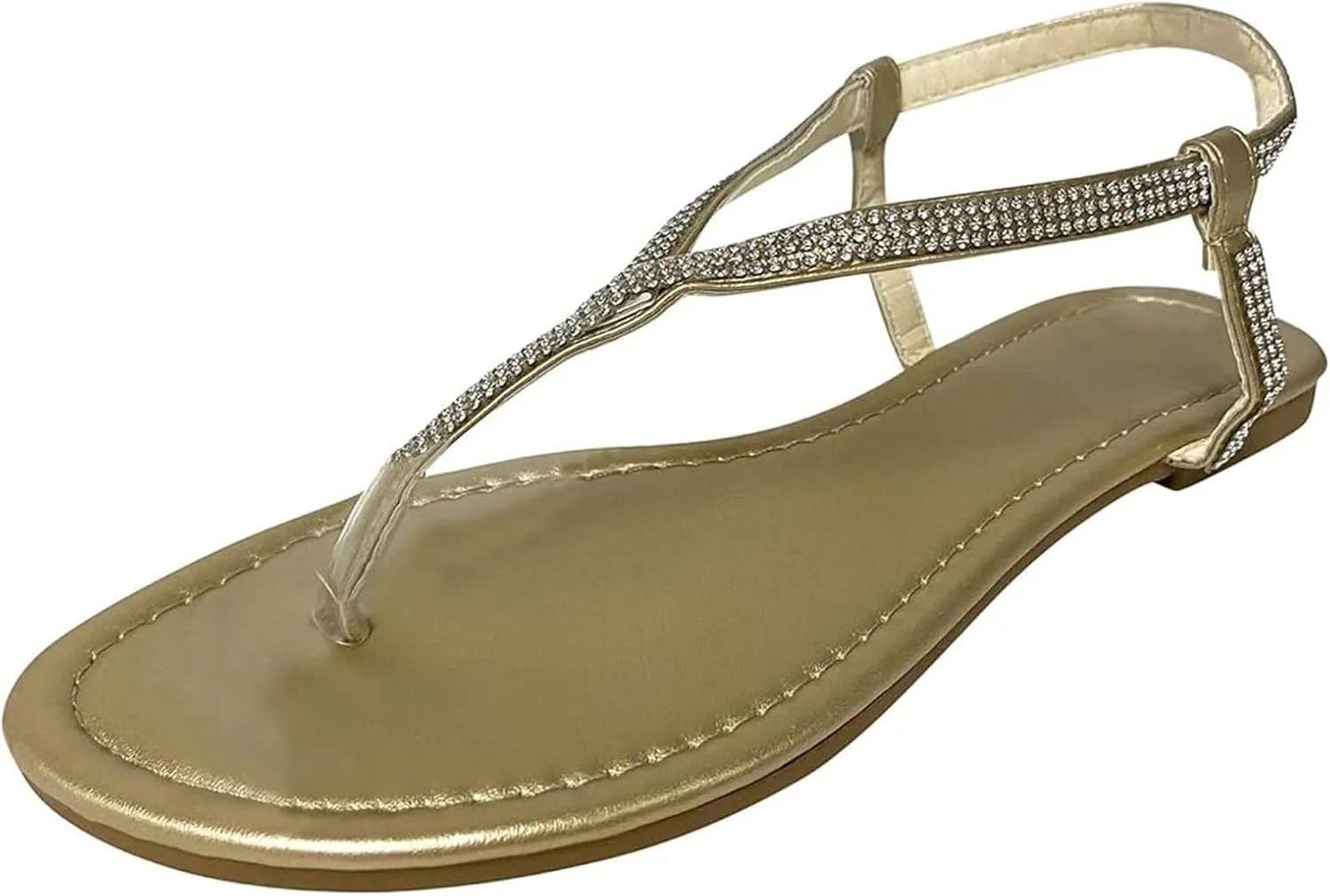 Ladmiple Sandals for Women Dressy Trendy Ankle Strap Crystal Flip Flop Sandals Summer Casual Beach Open Toe Flats Sandal