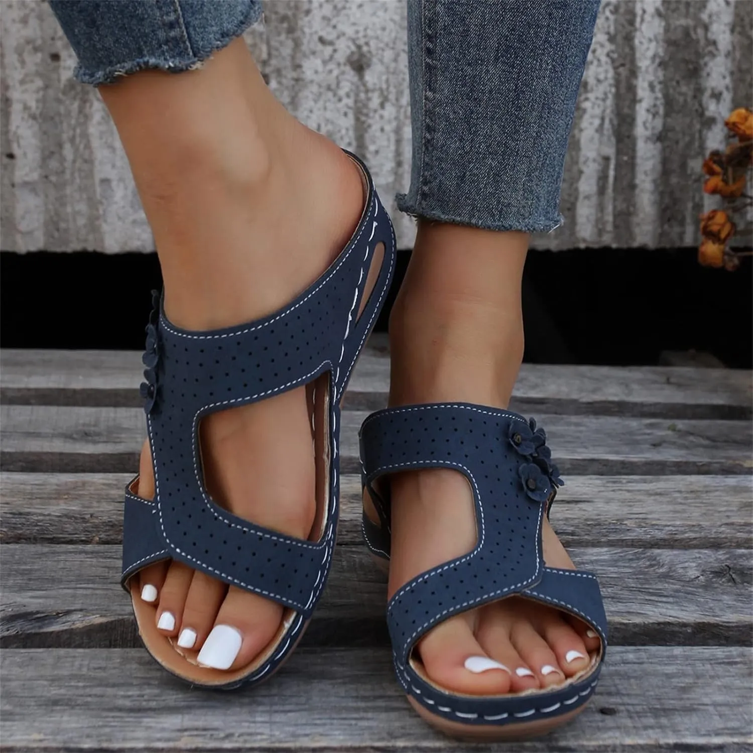 Ladmiple Summer Sandals For Women 2023 Trendy Dressy Orthopedic Flip Flops with Arch Support Slip on Walking Shoes