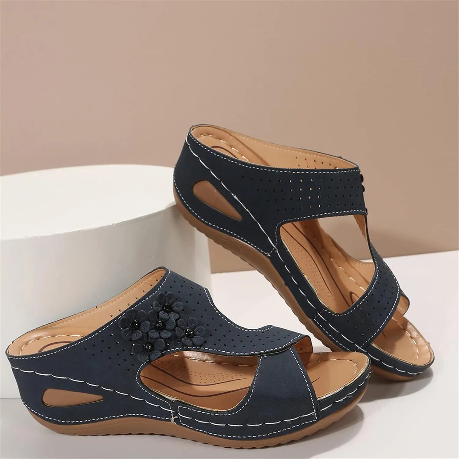 Ladmiple Summer Sandals For Women 2023 Trendy Dressy Orthopedic Flip Flops with Arch Support Slip on Walking Shoes