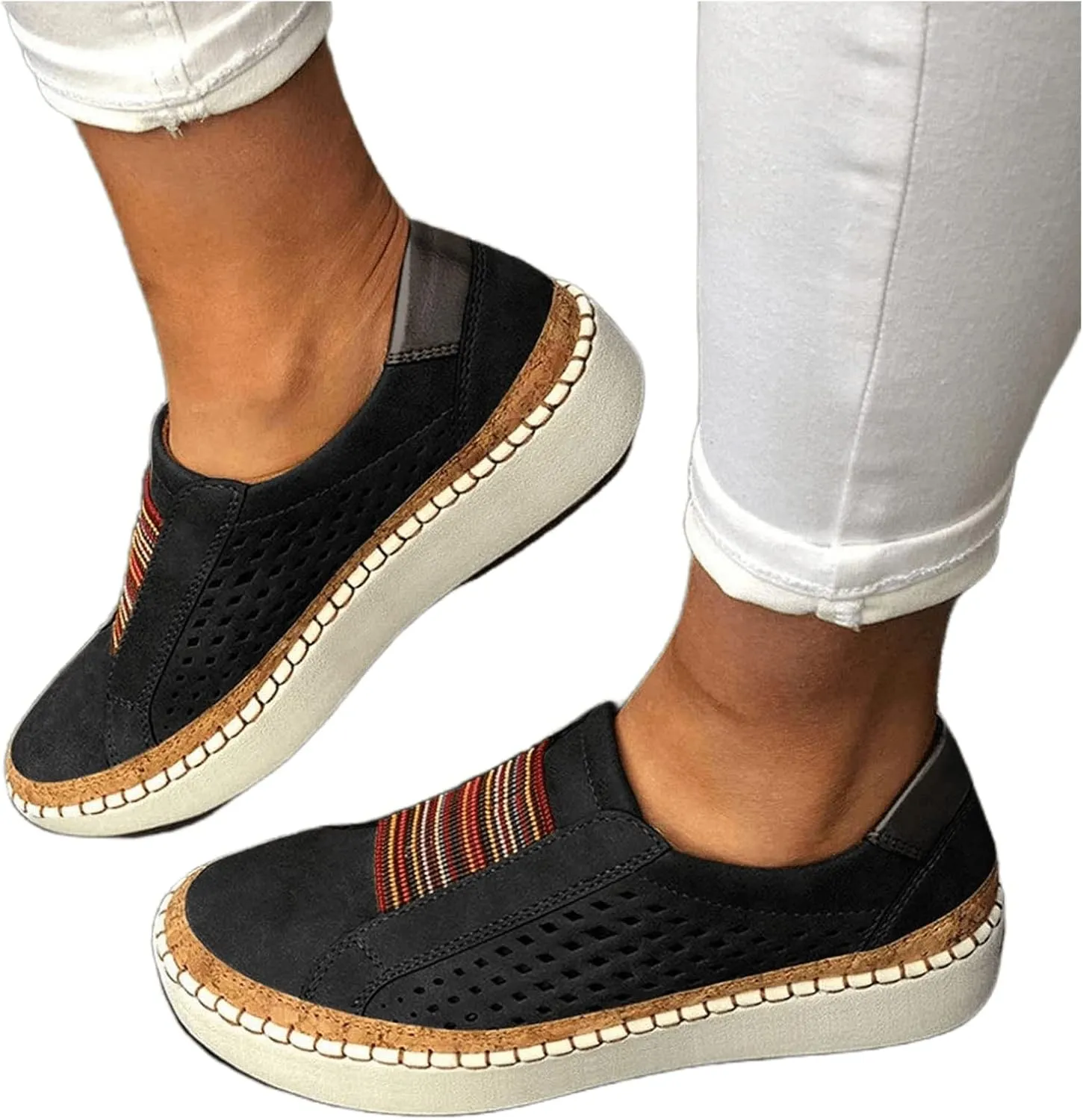 Lausiuoe Shoes For Women Flats Comfortable Dressy Summer Fashion Slip On Canvas Loafers Casual Classic Walking Shoes