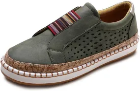 Lausiuoe Sneakers For Women Slip On Walking Canvas Shoes Low Top Non Slip Fashion Casual Classic Comfort Flat Loafers
