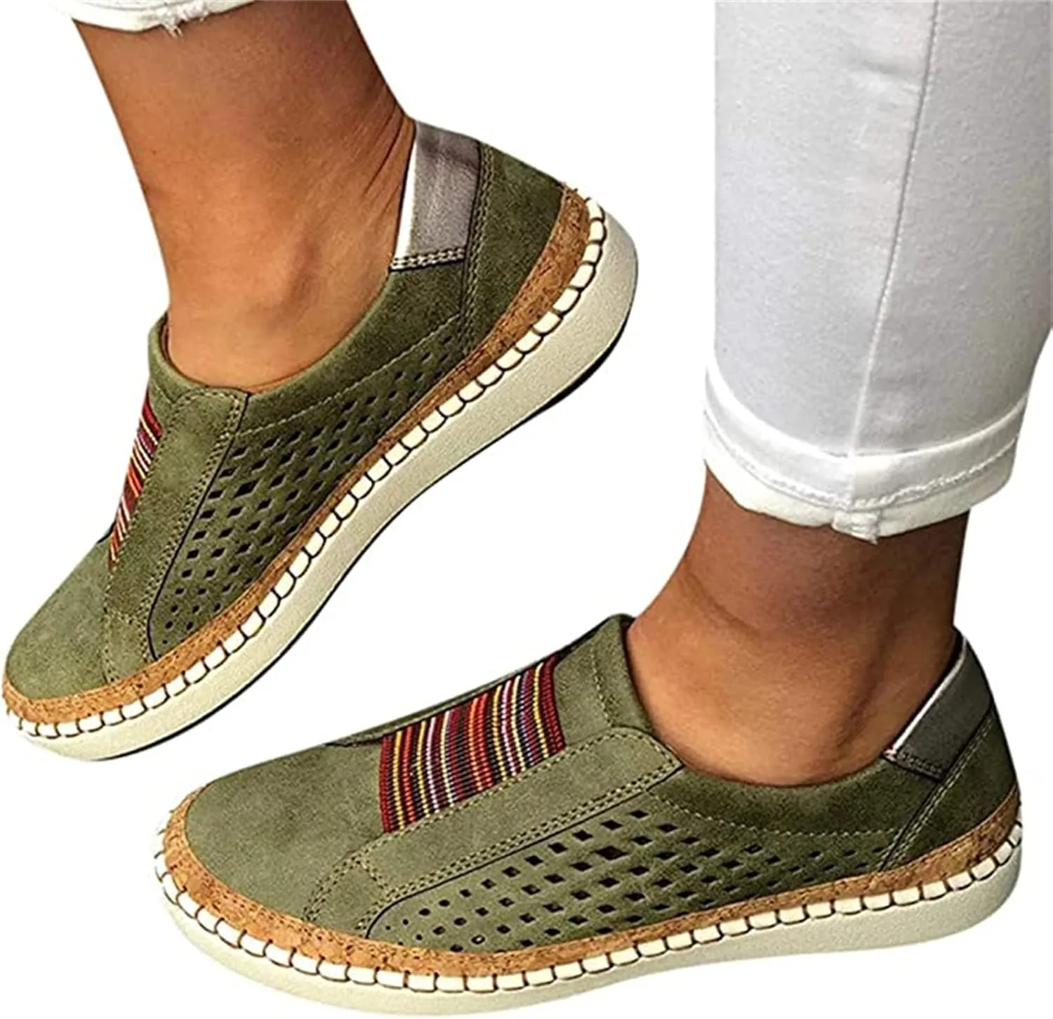 Lausiuoe Sneakers For Women Slip On Walking Canvas Shoes Low Top Non Slip Fashion Casual Classic Comfort Flat Loafers