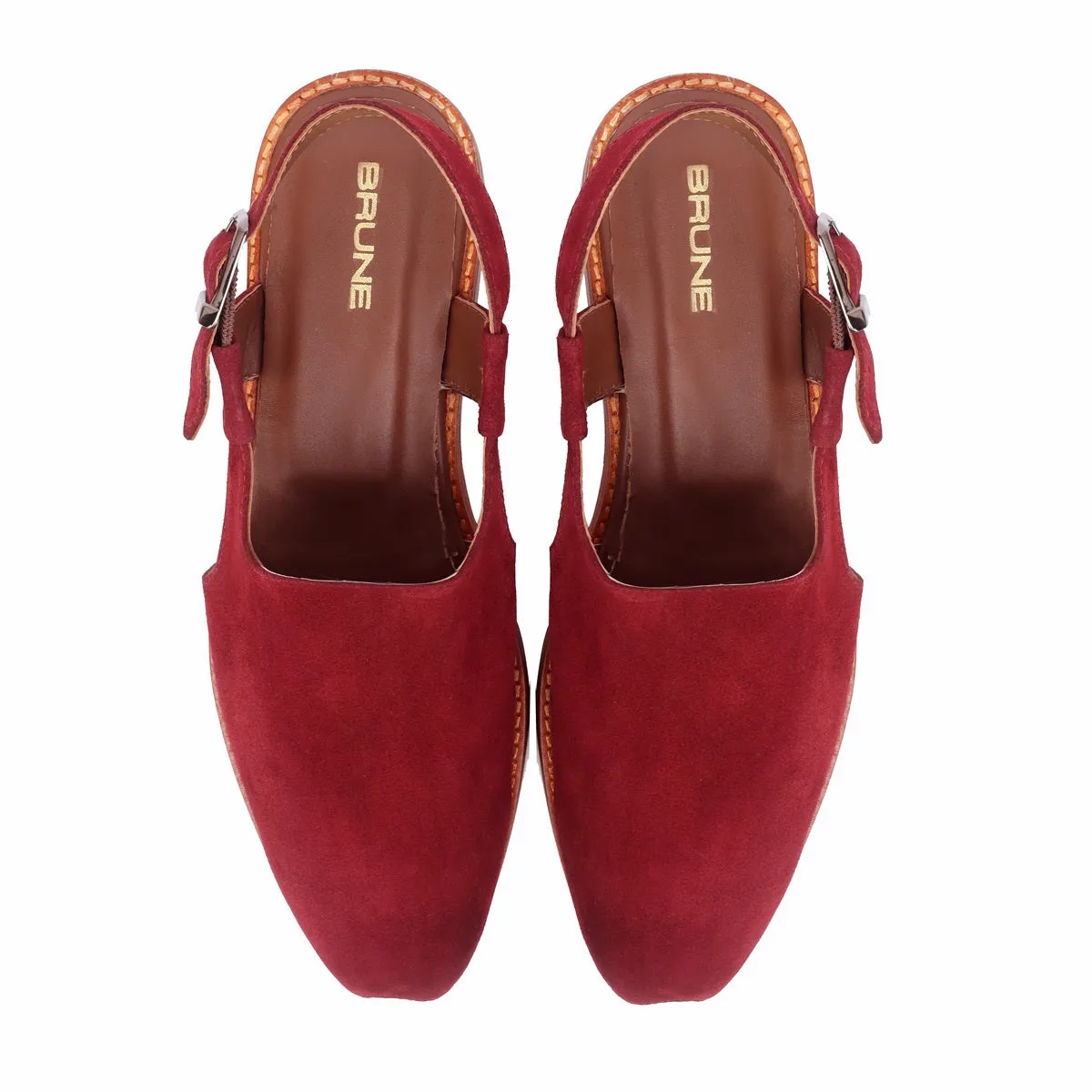 Light Weight Peshawari Sandals in Red Suede Leather For Men By Brune & Bareskin
