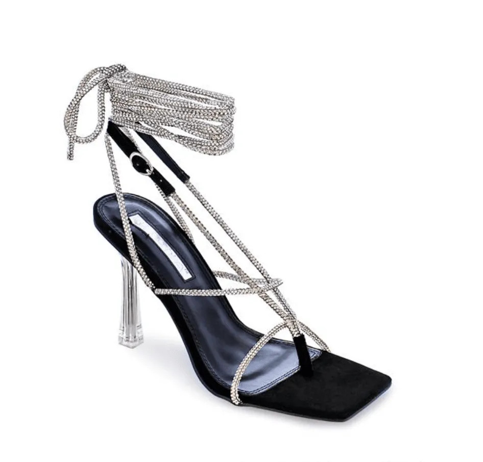 Liliana Alexandra-1 Women's lace up rhinestone high heel sandals
