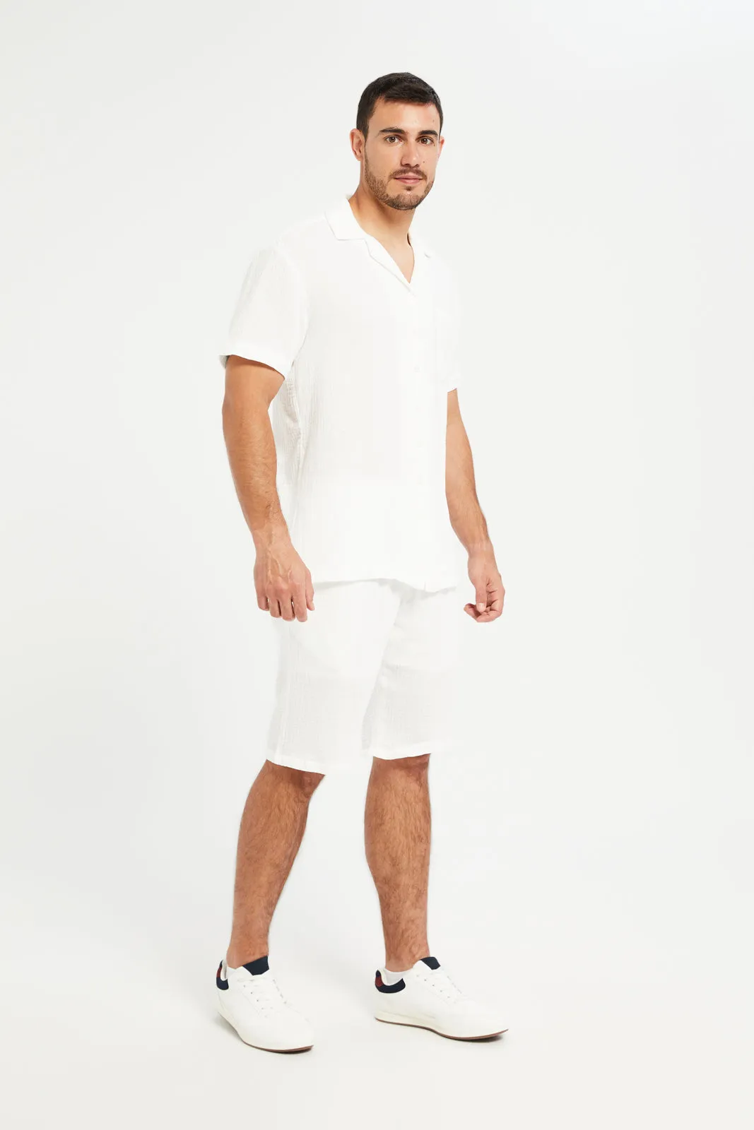 Men White Resort Collar Shirt