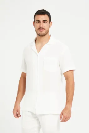 Men White Resort Collar Shirt