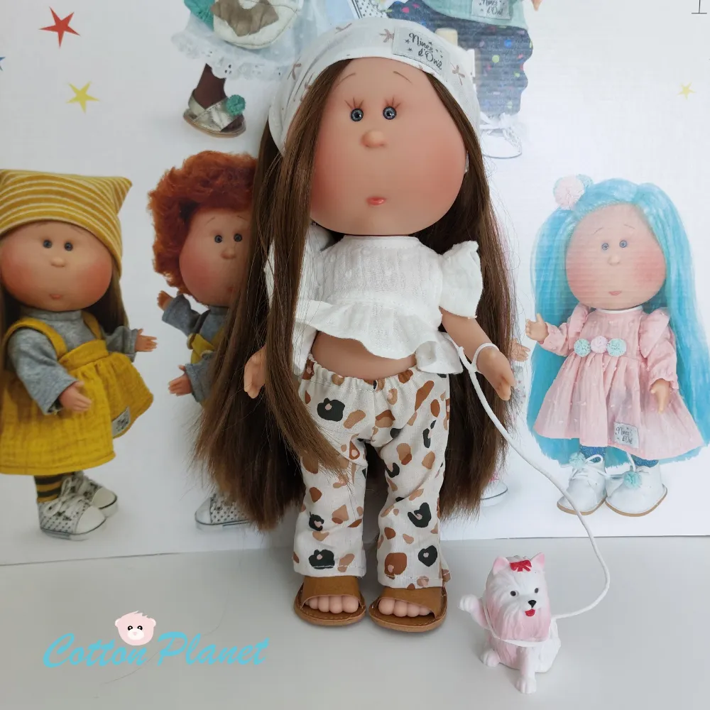 Mia Doll with Long Brown Hair and Puppy