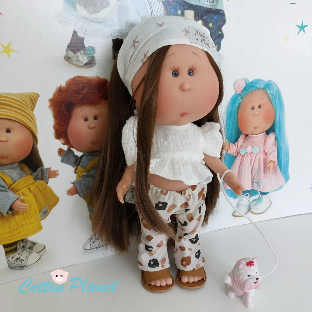 Mia Doll with Long Brown Hair and Puppy
