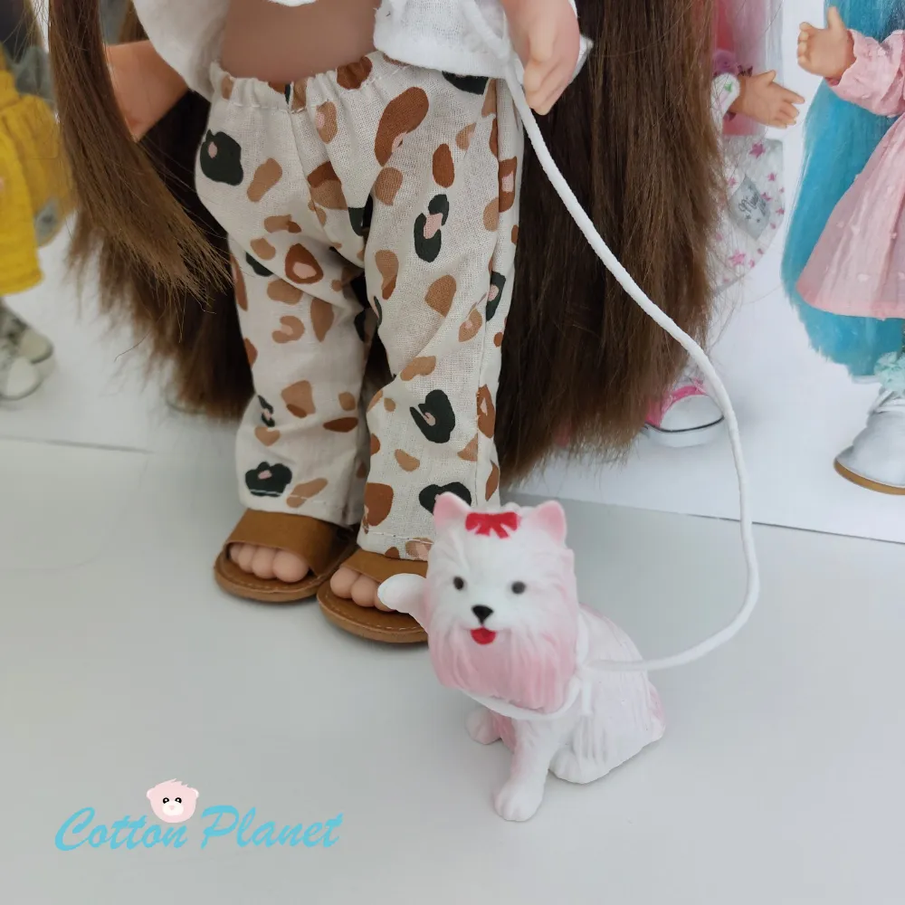 Mia Doll with Long Brown Hair and Puppy