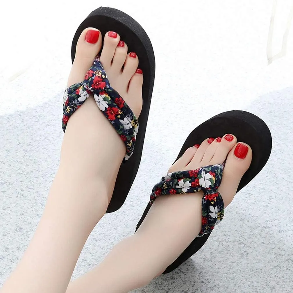 MIOKE Women's Summer Casual Wedge Flip Flops Platform Slip On Comfort Nonslip Beach Dress Thong Sandals