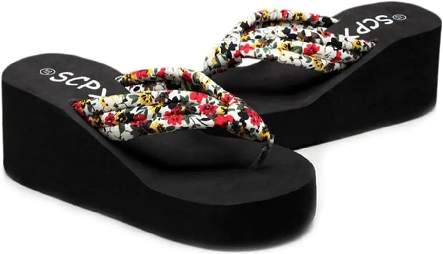 MIOKE Women's Summer Casual Wedge Flip Flops Platform Slip On Comfort Nonslip Beach Dress Thong Sandals