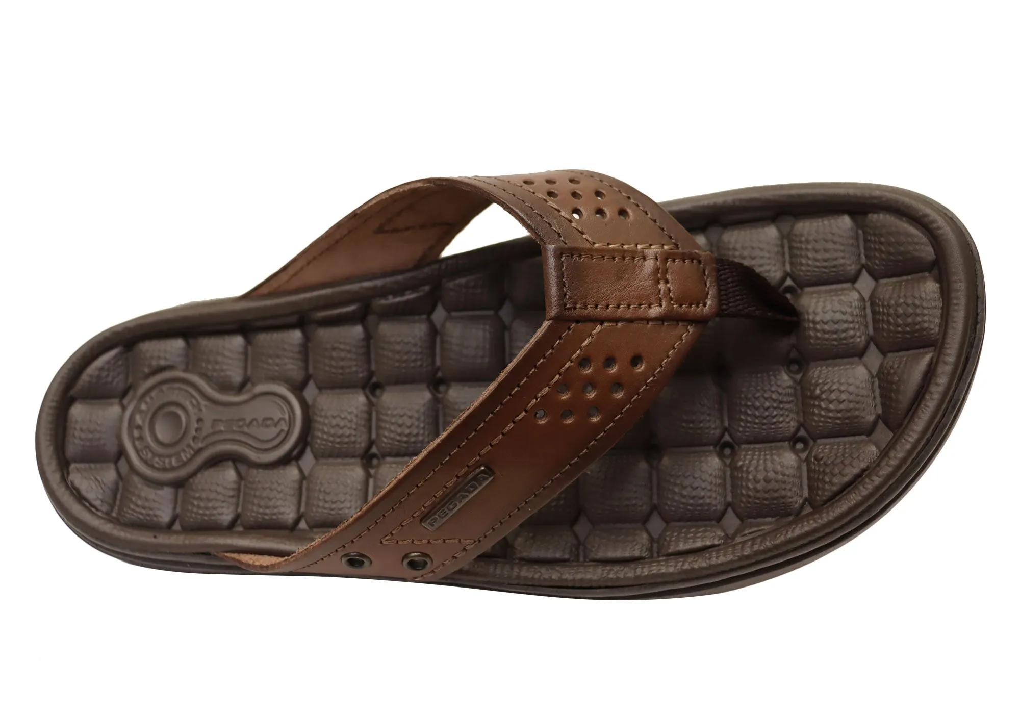 Pegada Arizona Mens Leather Comfortable Thongs Sandals Made In Brazil