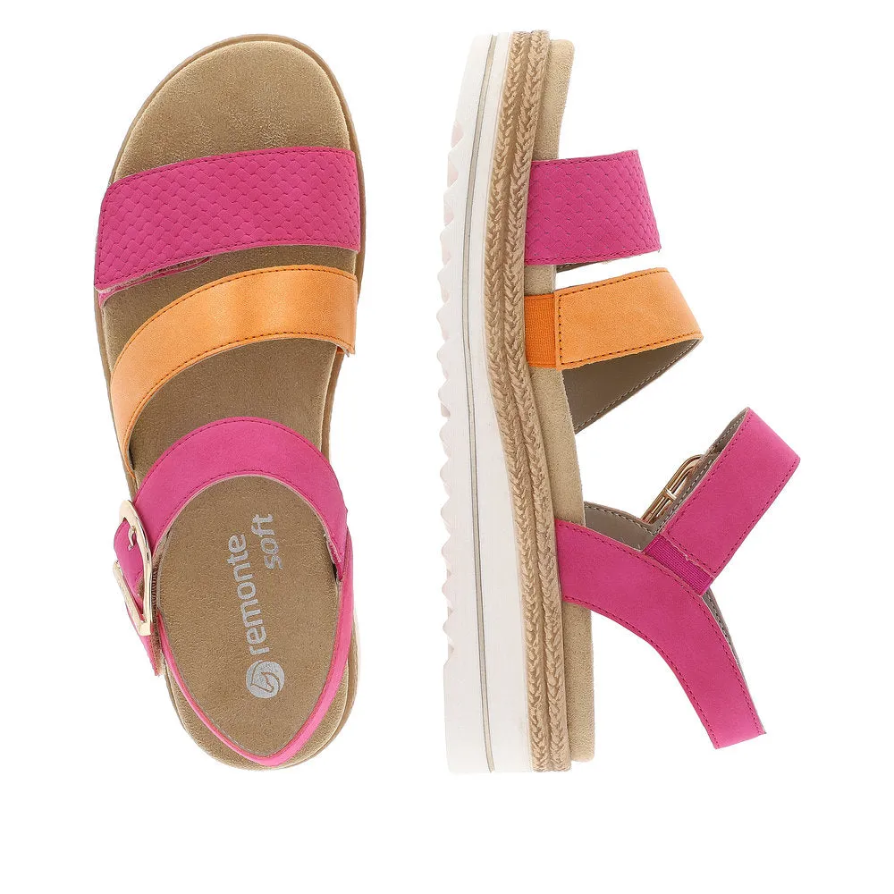 Remonte D0Q55-31 Ladies Magenta Pink Touch Fastening Sandals