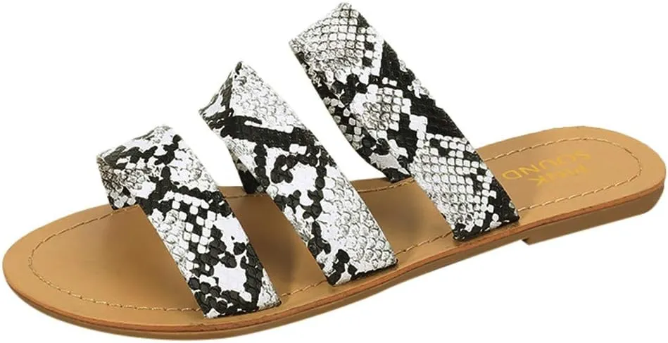 Sandals for Women Wide Width,2020 Fashion Comfy Platform Sandal Comfortable Snakeskin Shoes Summer Beach Travel Flip Flops