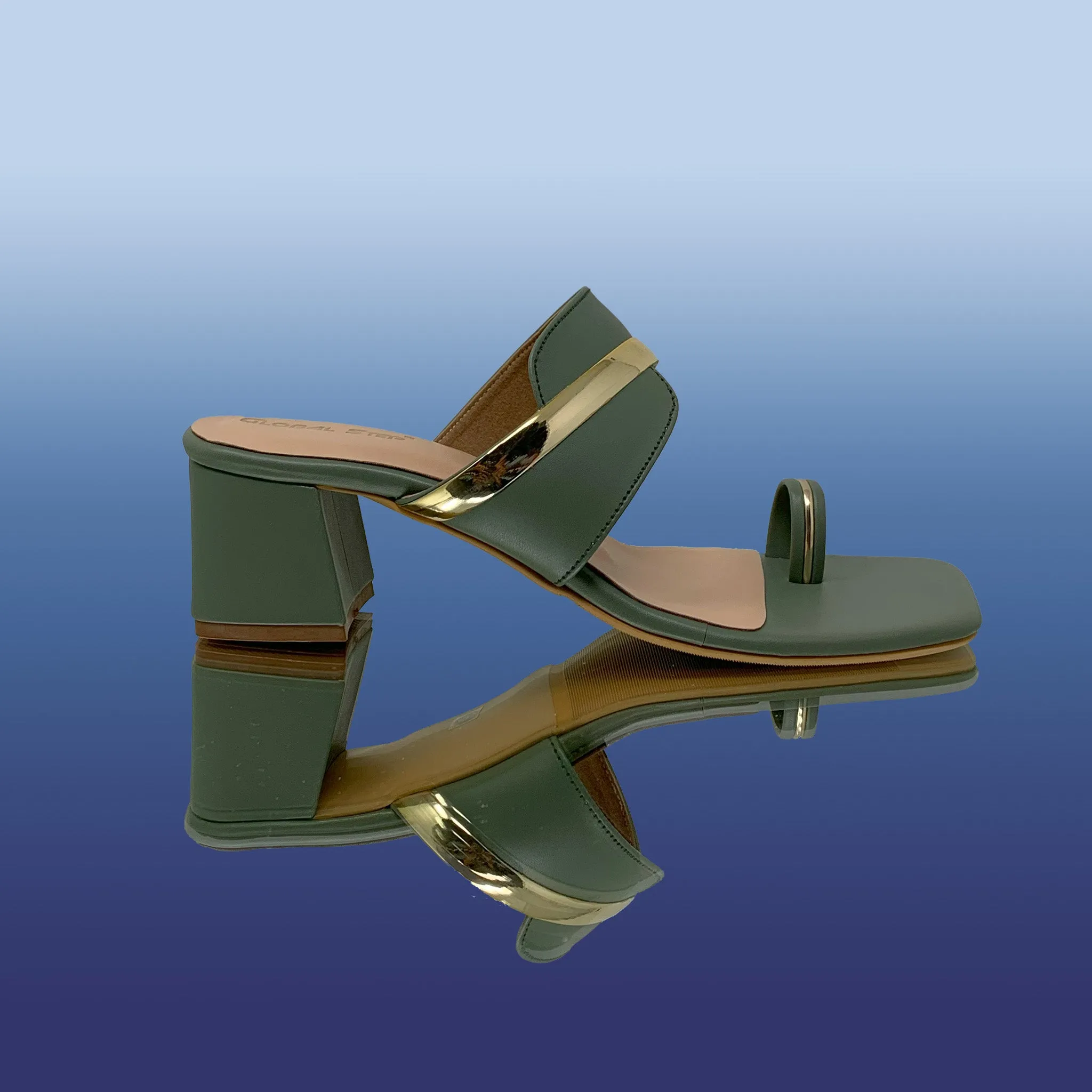 Sleek Green Open-toe Heels