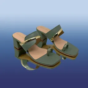 Sleek Green Open-toe Heels