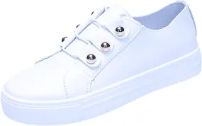 Sneakers for Women Non Slip Platform Fashion Sneakers Low Top Casual Walking Shoes Pu Faux Leather Classic Tennis Shoes Lightweight Outdoor Footwear