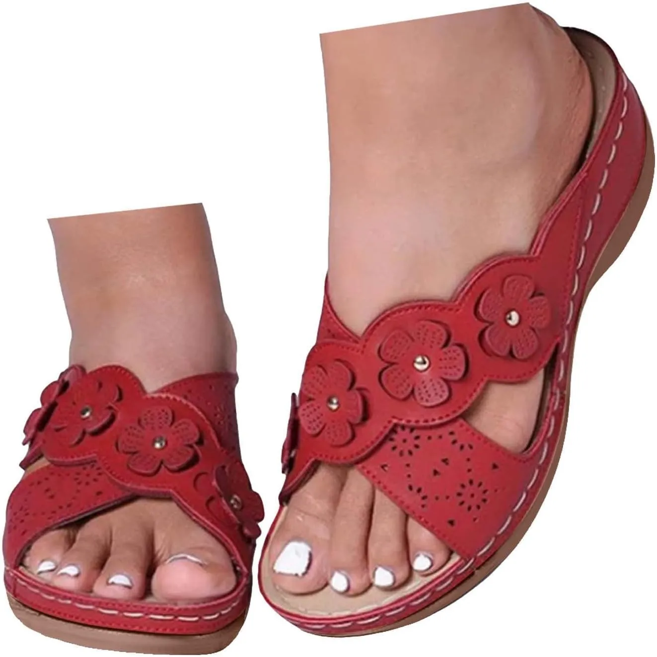 Summer Sandals for Women 2025 Trendy Slip On Dressy Comfortable Slides Sandal Lightweight Memory Foam Platform Shoes