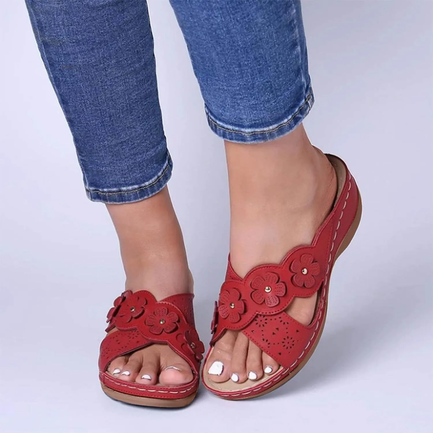 Summer Sandals for Women 2025 Trendy Slip On Dressy Comfortable Slides Sandal Lightweight Memory Foam Platform Shoes