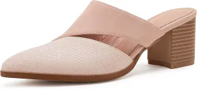 Syktkmx Women's Cutout Backless Mules Slip On Closed Toe Chunky Stacked Heeled Sandals