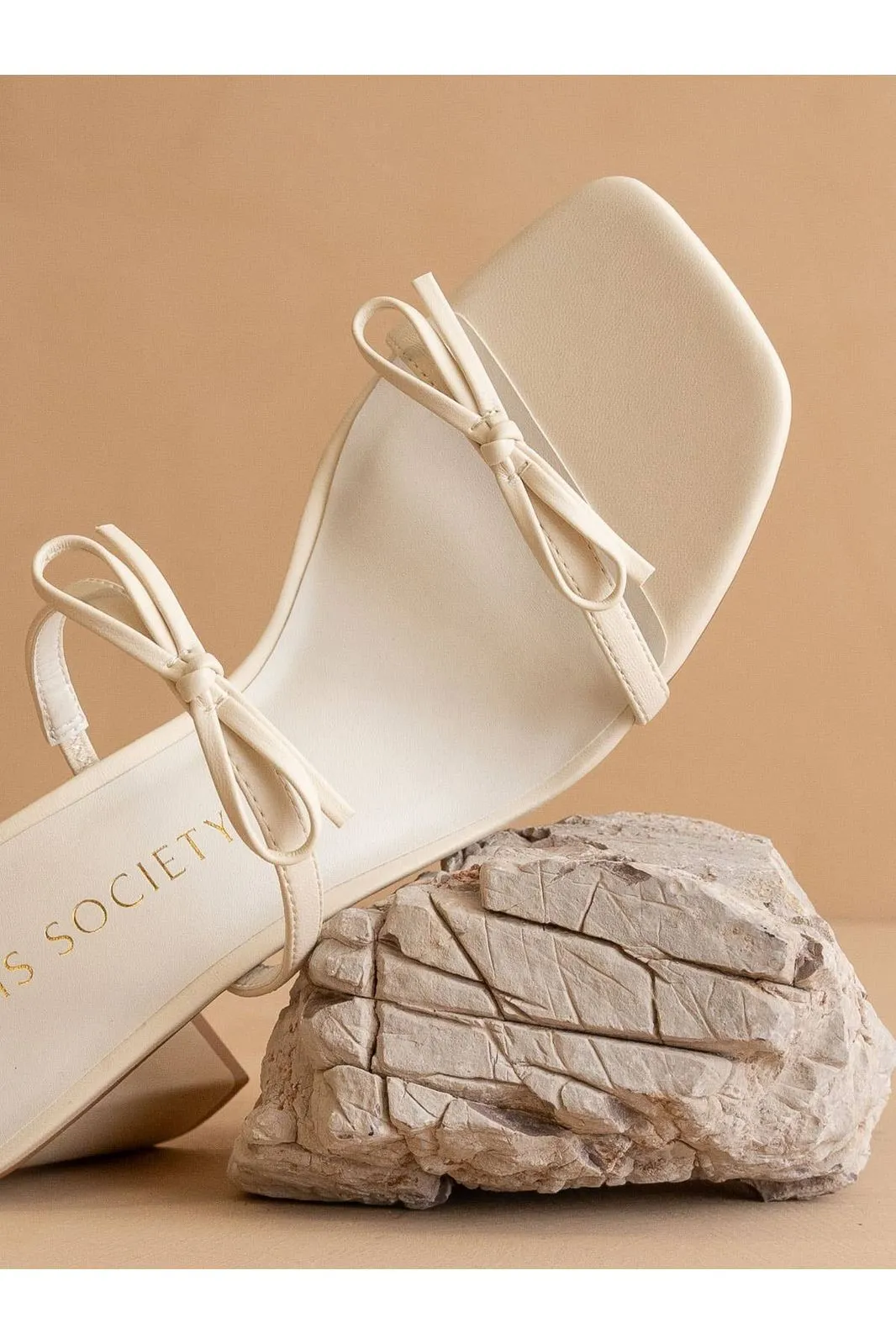 The Wendy | Beige Double Strap Bow Heels