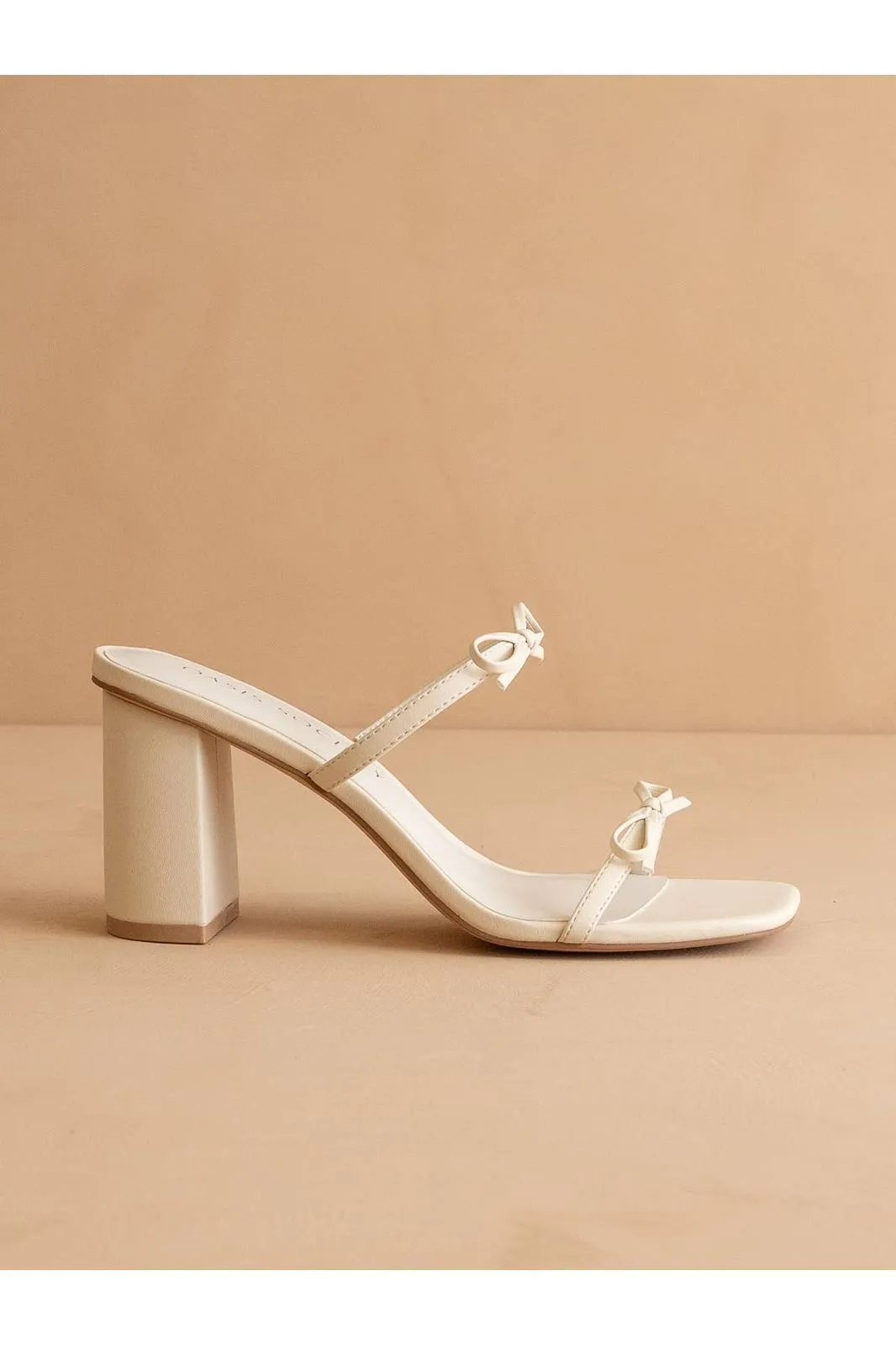 The Wendy | Beige Double Strap Bow Heels