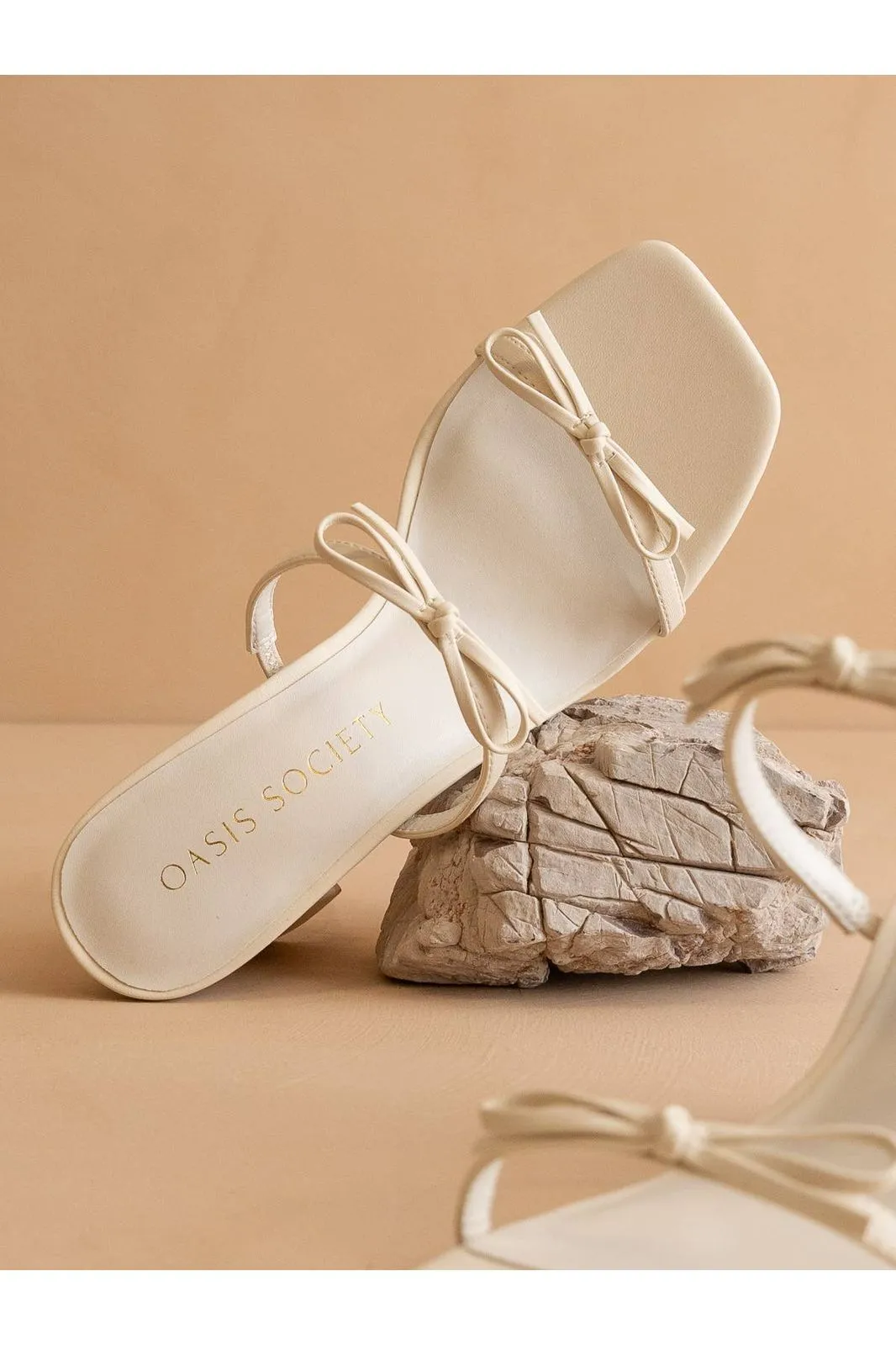 The Wendy | Beige Double Strap Bow Heels
