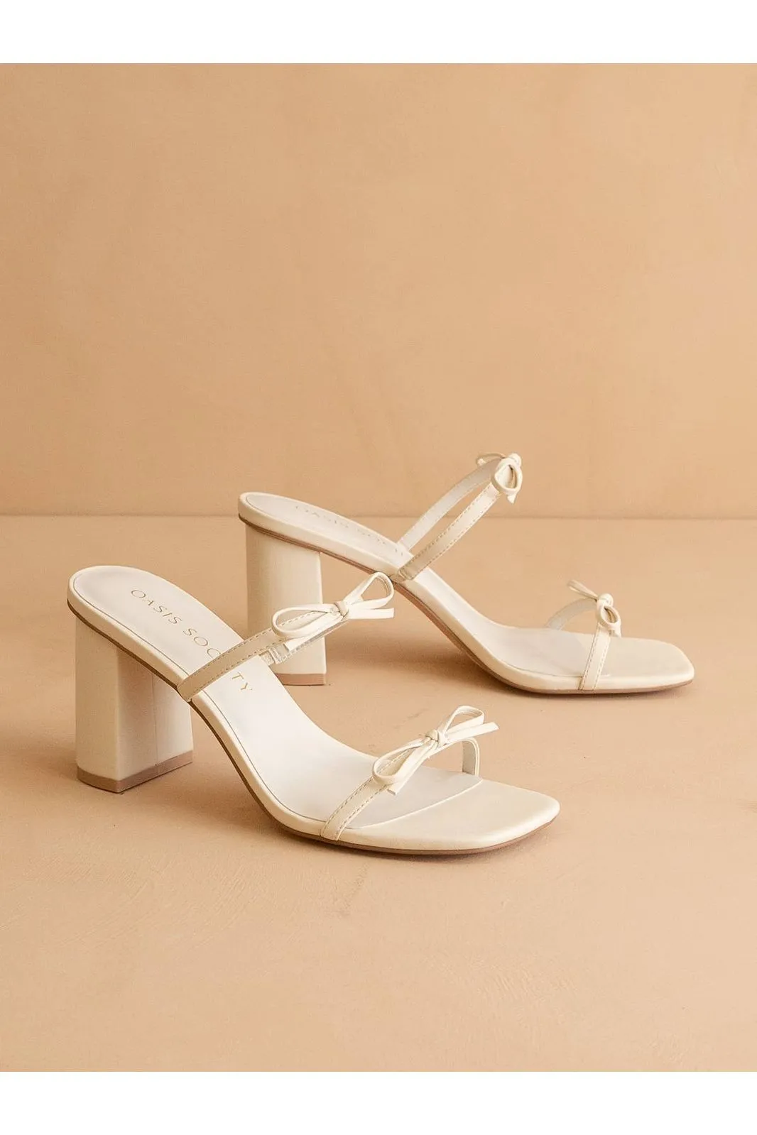 The Wendy | Beige Double Strap Bow Heels