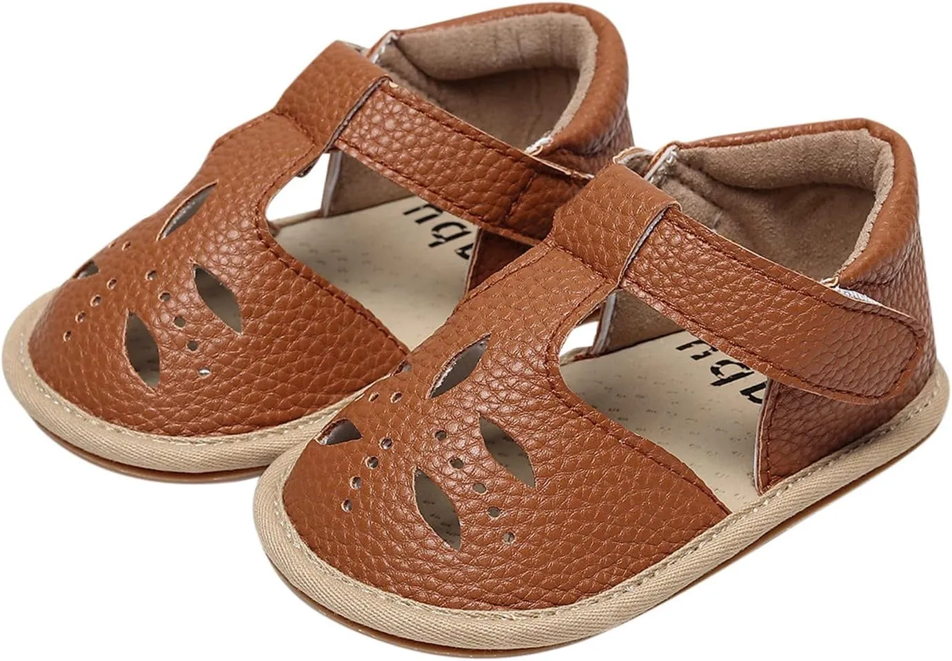 Toddler Cotton Leather Wide Sandals Flat Trendy Summer Shoes Baby Boys Girls Ankle Closed Toe Slip On Sandals Light