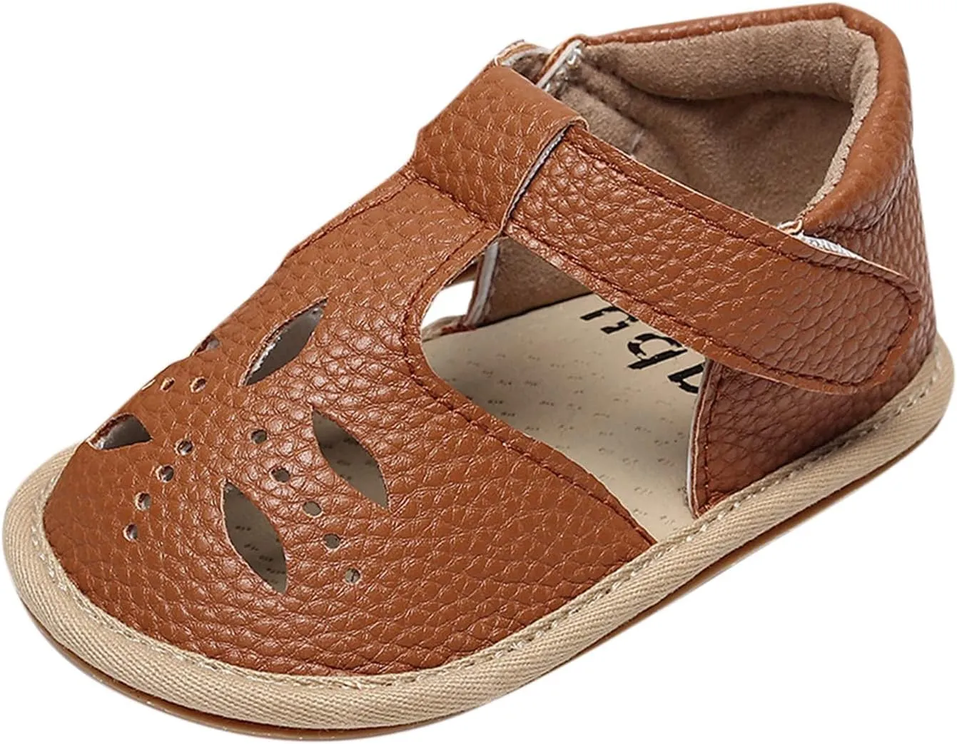 Toddler Cotton Leather Wide Sandals Flat Trendy Summer Shoes Baby Boys Girls Ankle Closed Toe Slip On Sandals Light