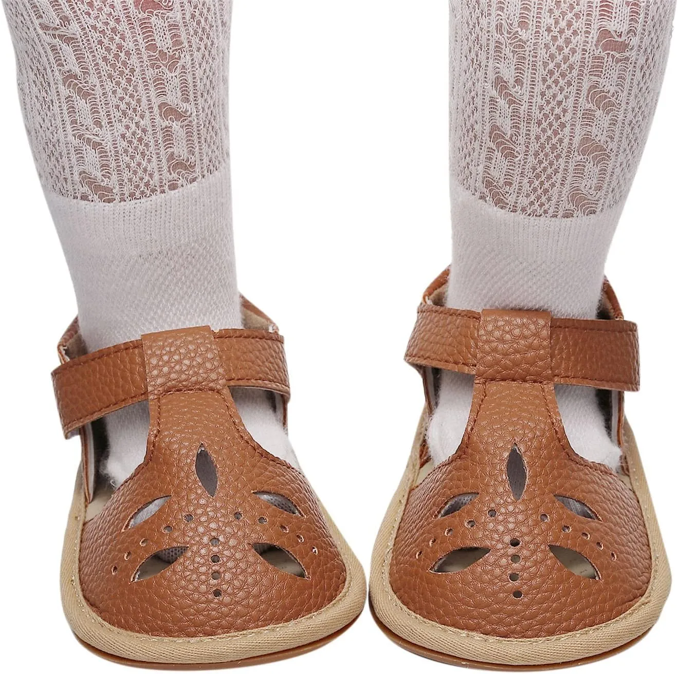Toddler Cotton Leather Wide Sandals Flat Trendy Summer Shoes Baby Boys Girls Ankle Closed Toe Slip On Sandals Light
