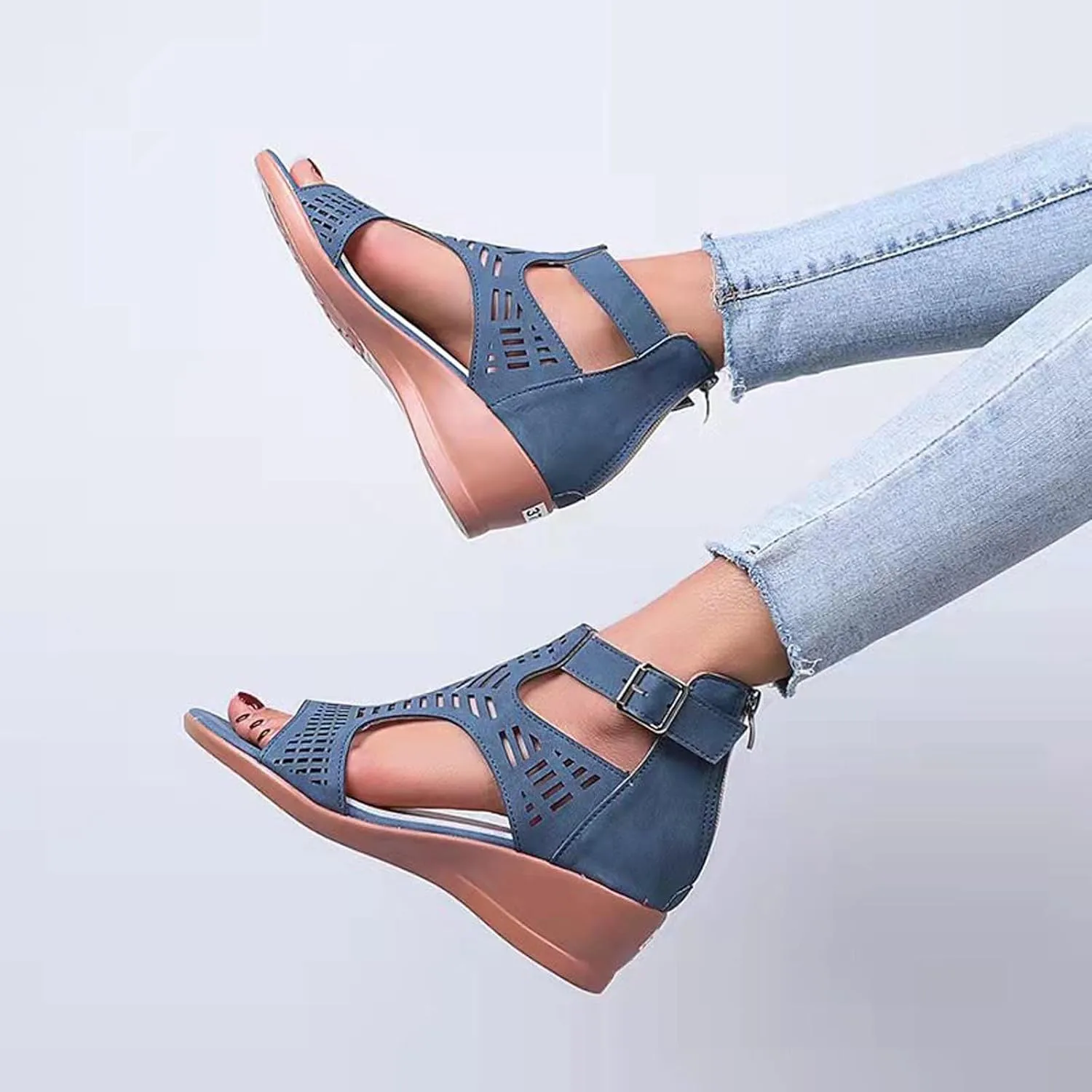 Women 2025 Heeled Sandals Dressy Cutout Wedge Sandals Open Toe Trendy Casual Comfort Sandal Summer Cover Heel Shoes