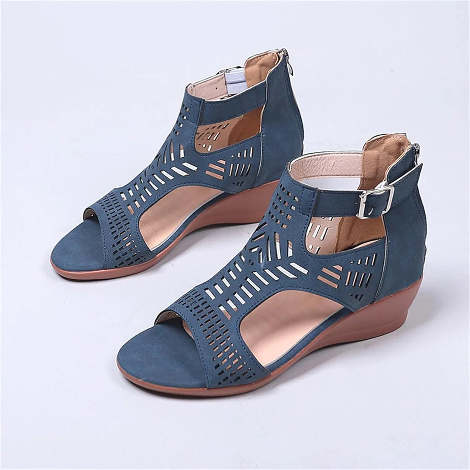 Women 2025 Heeled Sandals Dressy Cutout Wedge Sandals Open Toe Trendy Casual Comfort Sandal Summer Cover Heel Shoes