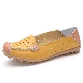 Women Genuine Leather Casual Flat Shoes Slip-on Leisure Shoes Breathable Ballet Shoes
