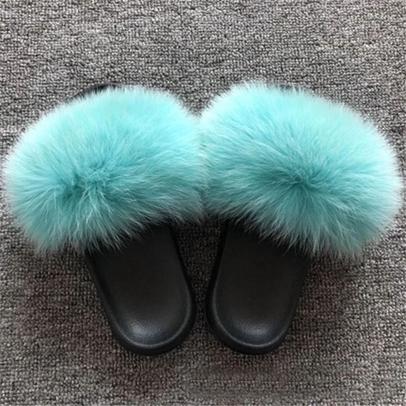 Women Summer Non Slip Fluffy Slide Sandals