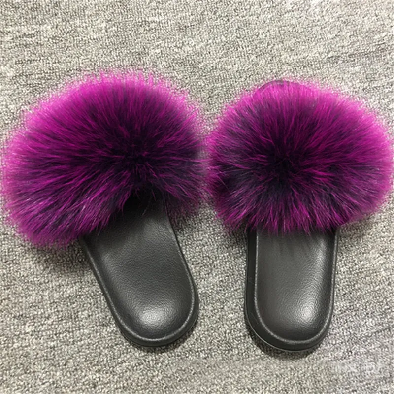 Women Summer Non Slip Fluffy Slide Sandals