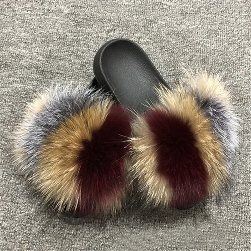 Women Summer Non Slip Fluffy Slide Sandals