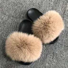 Women Summer Non Slip Fluffy Slide Sandals