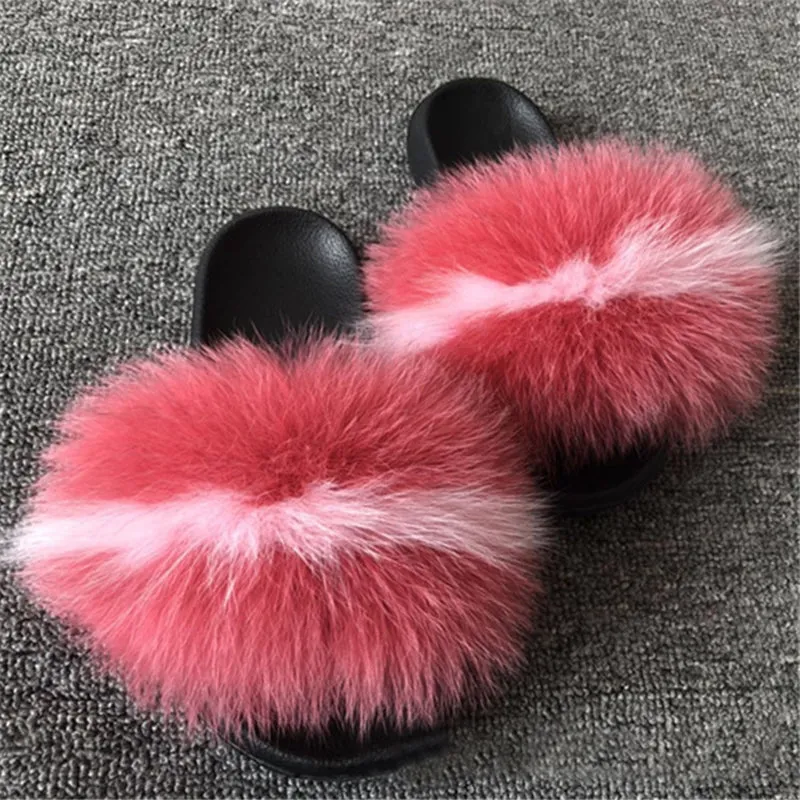 Women Summer Non Slip Fluffy Slide Sandals