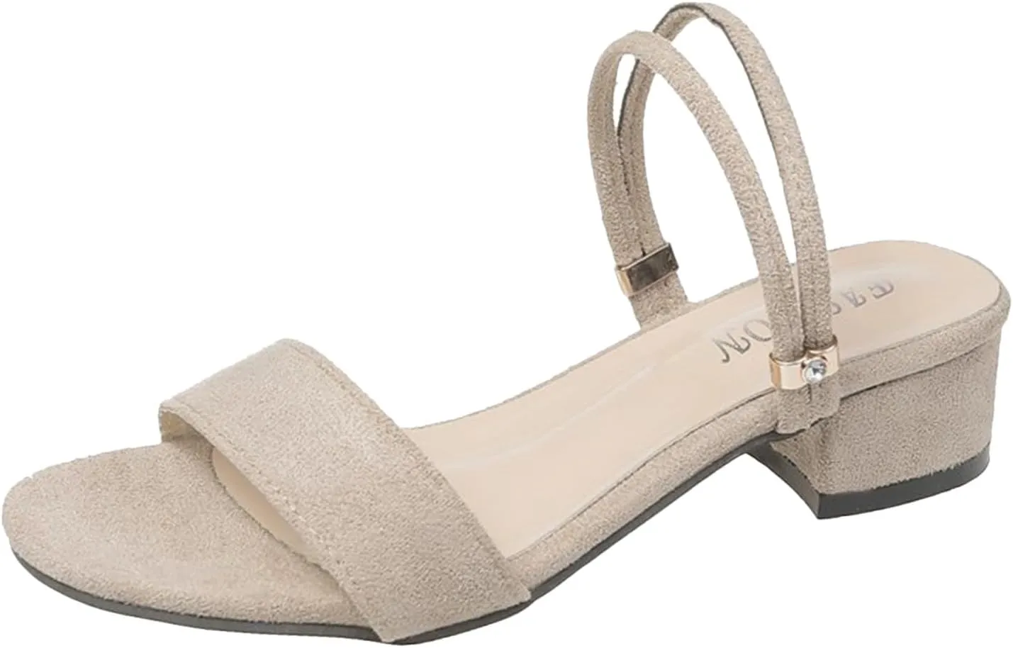 Women's Ankle Double Strappy Sandal Thick Strap Solid Low heel Open Toe Summer Spring Sandals Elegant Trendy Shoe