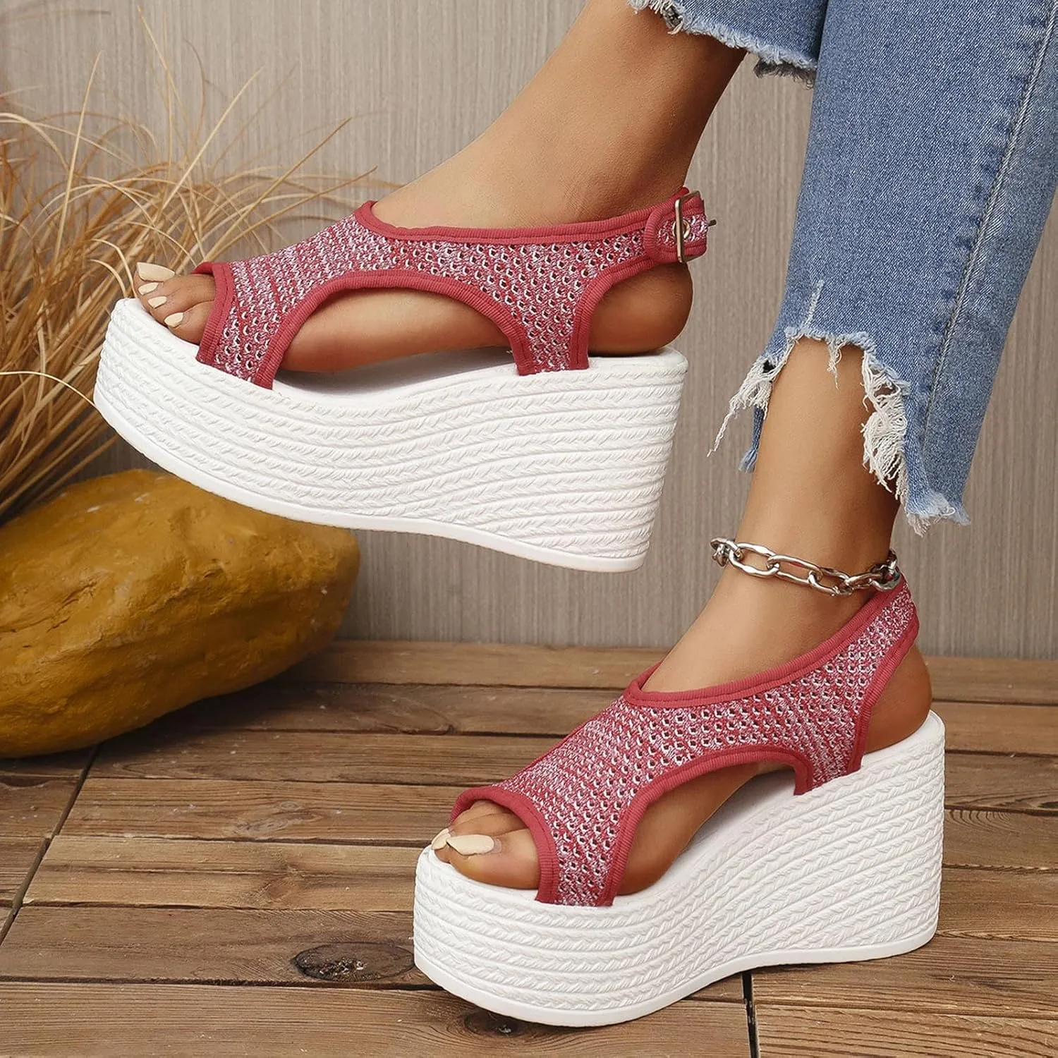 Women's Sandals With Arch Support Platform Wedges Thick Sole Sandals Summer Trendy Walking Open Toe Beach Shoes 2025
