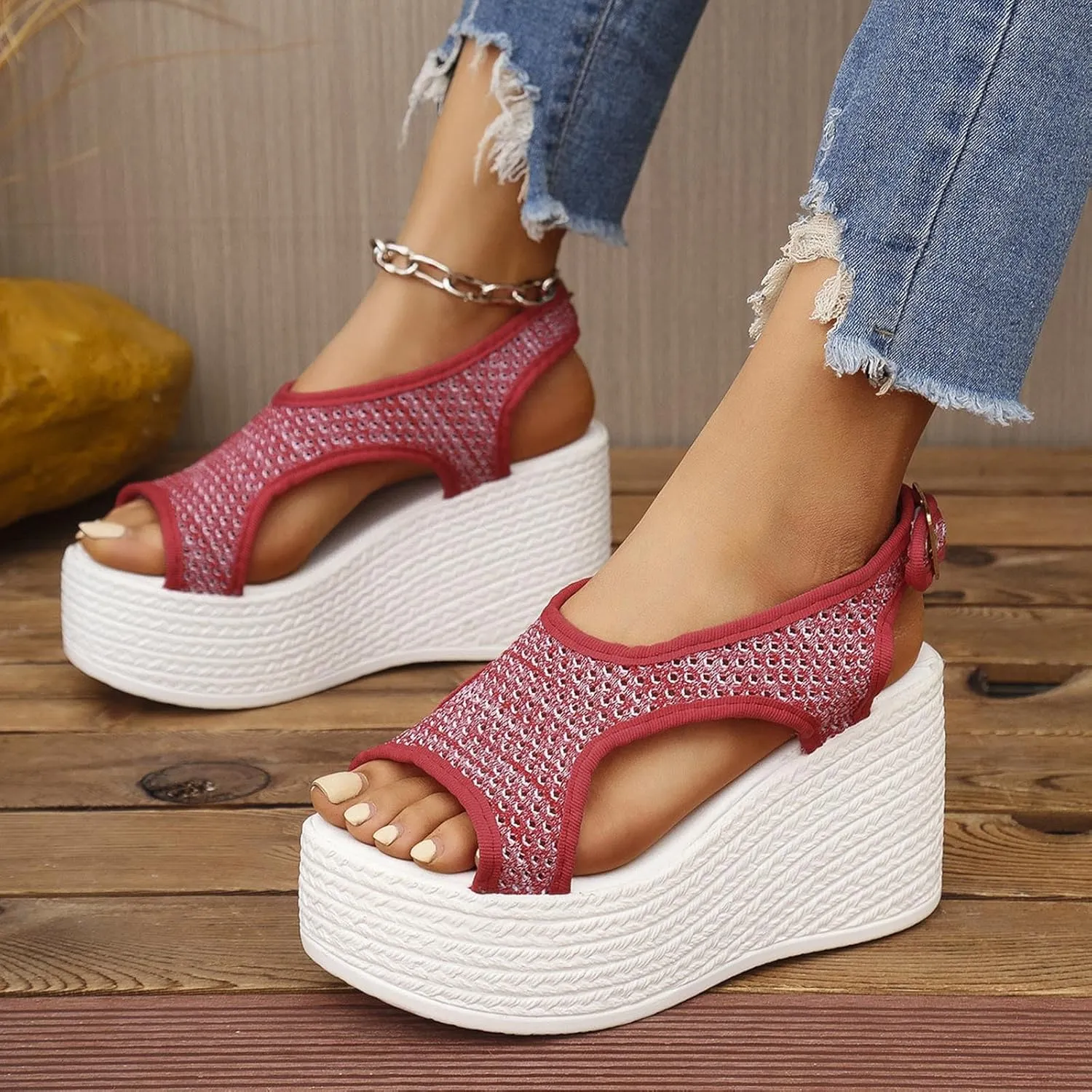 Women's Sandals With Arch Support Platform Wedges Thick Sole Sandals Summer Trendy Walking Open Toe Beach Shoes 2025
