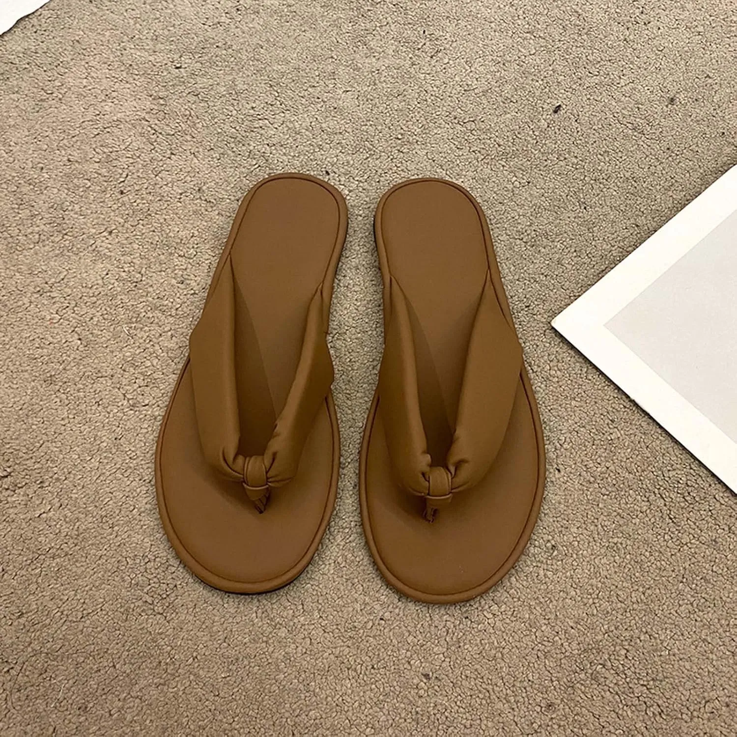 Women's Trendy Beach Flat Flip Flops Bohemian Outdoor Walking Thong Sandals Comfort Clip Toe Slippers Summer Flip-Flops