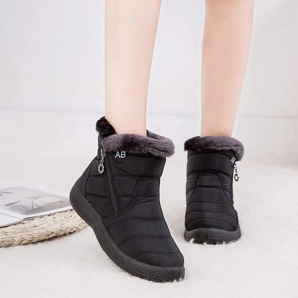 Womens Warm Boots Fur Lined Winter Snow Boots Waterproof Ankle Boots Outdoor Booties Comfortable Shoes for Women