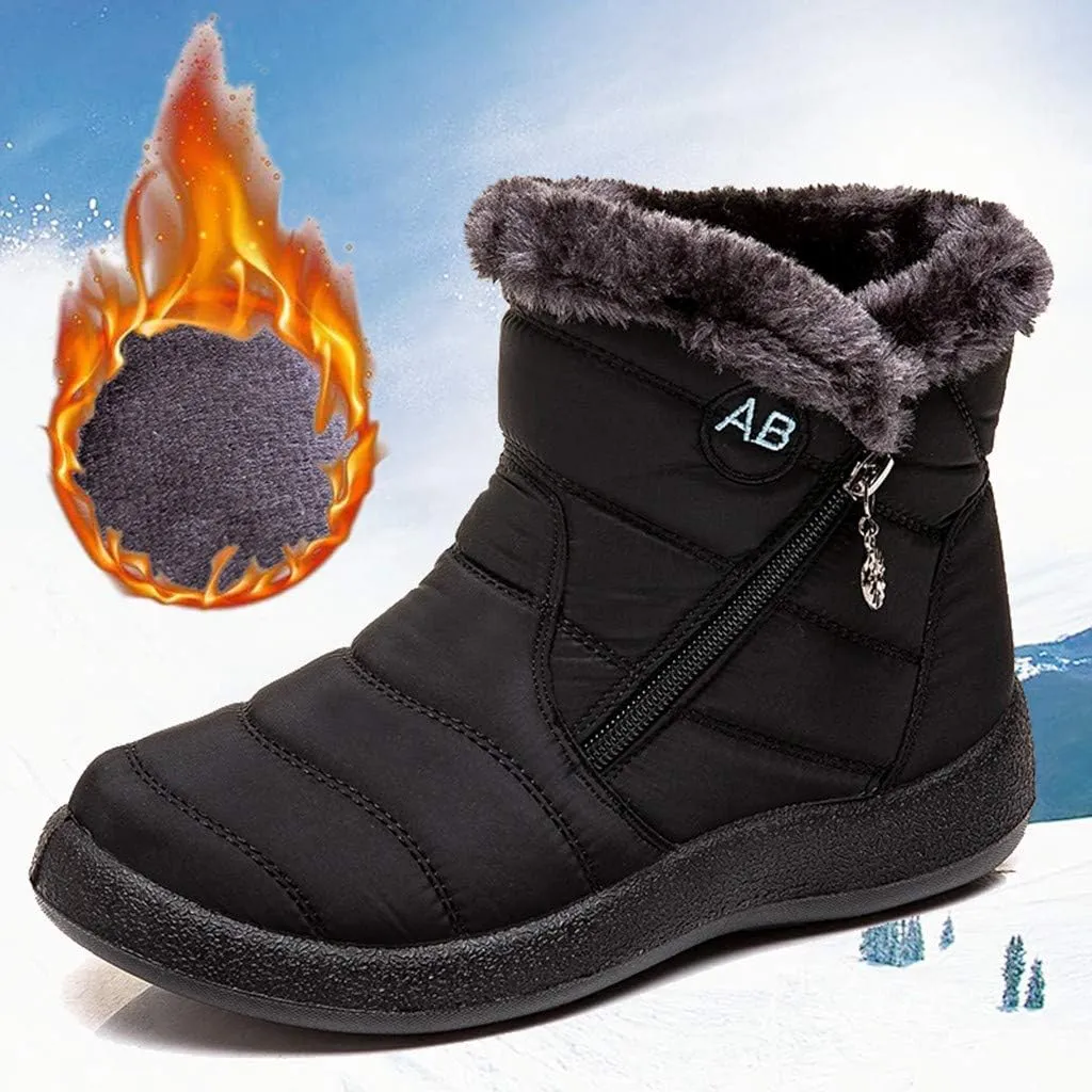 Womens Warm Boots Fur Lined Winter Snow Boots Waterproof Ankle Boots Outdoor Booties Comfortable Shoes for Women