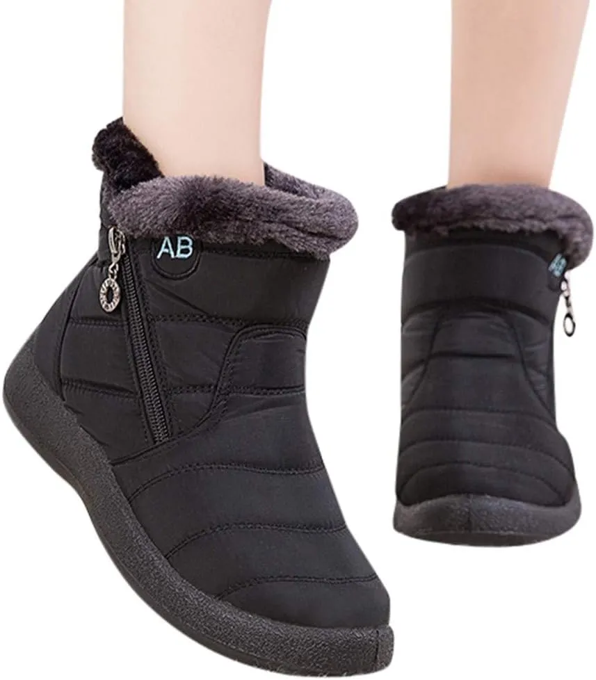 Womens Warm Boots Fur Lined Winter Snow Boots Waterproof Ankle Boots Outdoor Booties Comfortable Shoes for Women